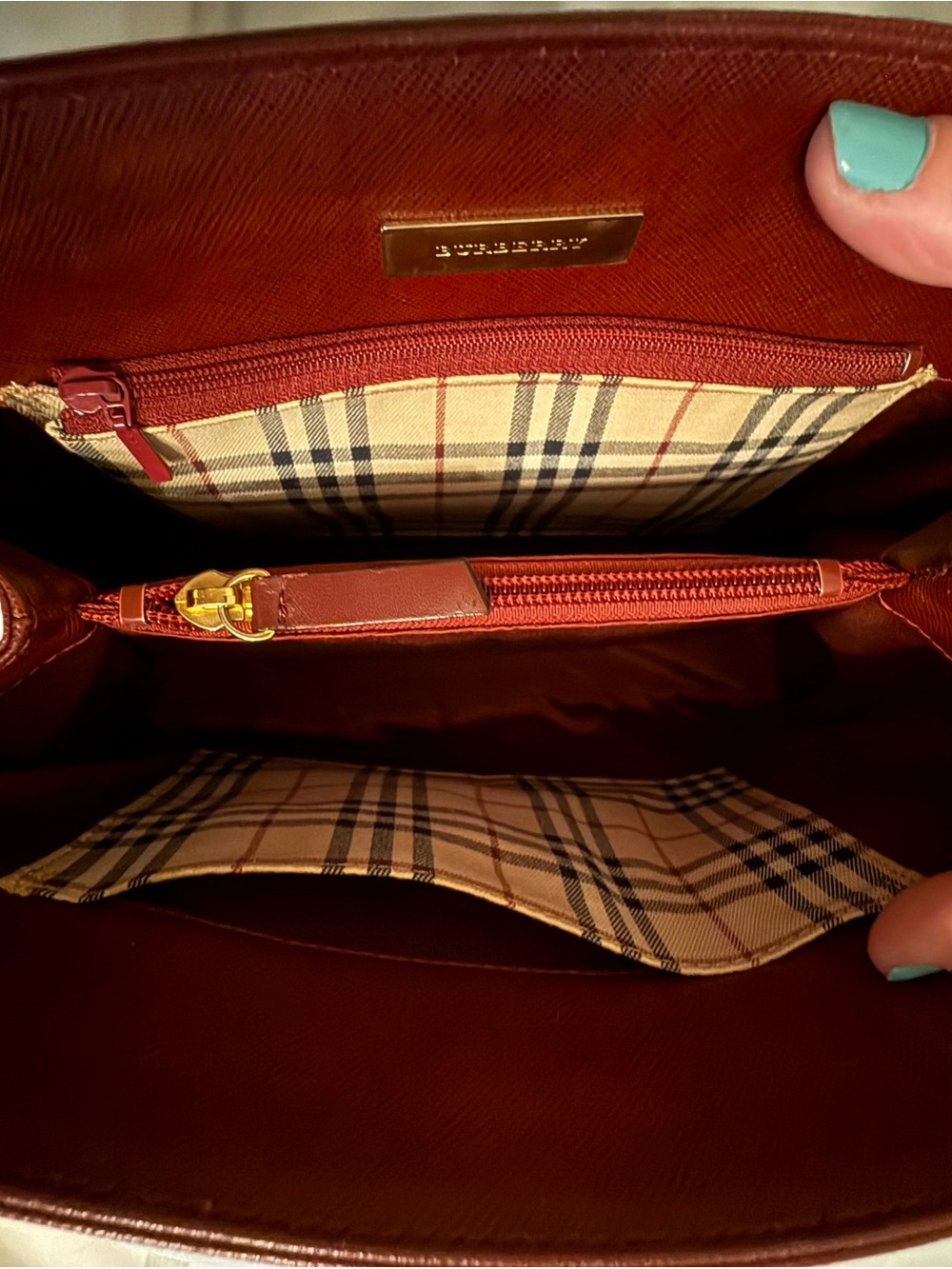 Burberry Check Saffiano Cowhide Satchel